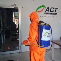 Maksimalkan Pelayanan Pasca Idul Adha, Kantor ACT Lampung Disemprot Disinfektan