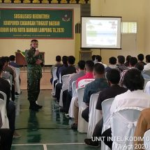 Kodim 0410/KBL Lanjutkan Sosialisasi Rekrutmen Komponen Cadangan Matra Darat Dengan 155 Peserta