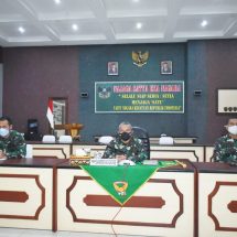 Danrem 043/Gatam Brigjen TNI Toto Jumariono Ikuti Vicon Rakornas BNPB Tahun 2021