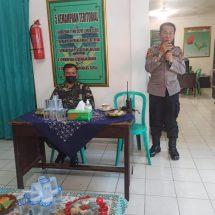 Danramil 410-02/TBS Mayor Inf Suprapto Terima Kunjungan Silaturahmi Kapolsek Kemiling Iptu Irwansyah dan Jajaran