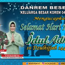 Danrem 043/Gatam Ucapkan Selamat Idul Adha 1442/H 2021 M Kepada Keluarga Besar Korem dan Masyarakat Lampung