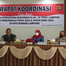 Dandim 0410/KBL Kolonel Inf Faisol Izuddin Karimi Ikuti Rakor Kesiapan Pengamanan Muktamar NU dan Nataru 2022