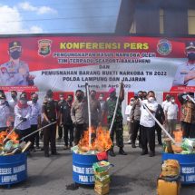 Musnahkan Narkotika Senilai 271,8 Miliar, Kapolda Lampung: 99 Persen Pelaku Kejahatan Pecandu