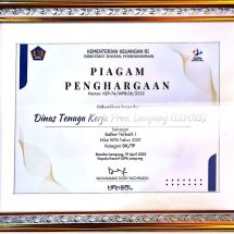 Disnaker Provinsi Lampung Raih Penghargaan Sebagai Satker Terbaik 1 Nilai IKPA Tahun 2021 Kategori DK/TP