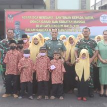 Peringati Hari Juang TNI AD Ke-77, Kodim 0410/KBL Menggelar Donor Darah dan Santuni Anak Yatim