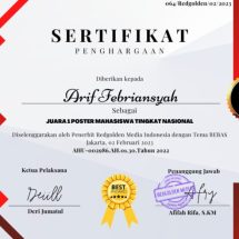 Mahasiswa Unila Arif Febriansyah Raih Juara I Desain Poster Nasional