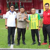 3 Gol!!. Polres Lampung Timur ‘Bobol’ Gawang PWI Tanpa Balas di Peringatan HUT Bhayangkara Ke 77