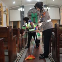 Polresta Bandar Lampung Gelar Bakti Religi Bersih Bersih Rumah Ibadah Dari Masjid, Gereja, Pura Hingga Klenteng