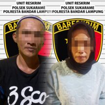 Pasangan Kumpul Kebo di Bandar Lampung Dibekuk Unit Polsek Sukarame, Saat Asik Nyabu Bareng