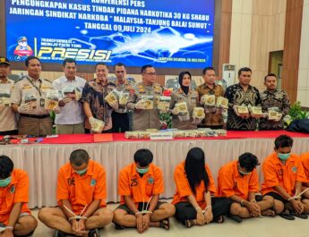Nilai BB Capai Rp30 Miliar, Polda Lampung Gagalkan Pengiriman 30 Kg Sabu di Tol Bakauheni, Amankan Tujuh Tersangka