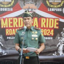 Danrem 043/Gatam Lepas Peserta Merdeka Ride Road HDCI To Sumatera Bike Week 2024