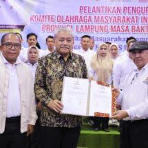 Pj. Gubernur Samsudin Hadiri Pelantikan Pengurus Komite Olahraga Masyarakat Indonesia Provinsi Lampung Masa Bakti 2024-2028