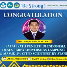 Dosen Unila Masuk Peneliti Top 2% Dunia