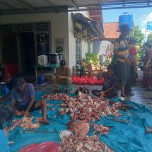 Mekaknai Idul Adha: Mushola Sa’aniyah Gang Delta Jagabaya II Sembelih 3 Ekor Sapi 9 Ekor Kambing