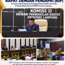 Komisi II DPRD Lampung Evaluasi Pelaksanaan Program Kerja Empat OPD Melalui RDP