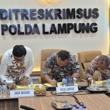 Ditreskrimsus Polda Lampung Bersama SKK Migas Sumbagsel dan PT Pertamina EP Zona 4 Tandatangani Pedoman Kerja Teknis